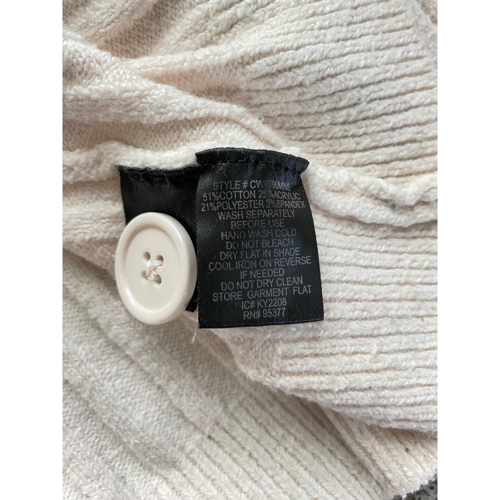 Sanctuary Cardigan Sweater Women L Cream Excellent Ribbed V-Neck Button Front - Picture 7 of 9
